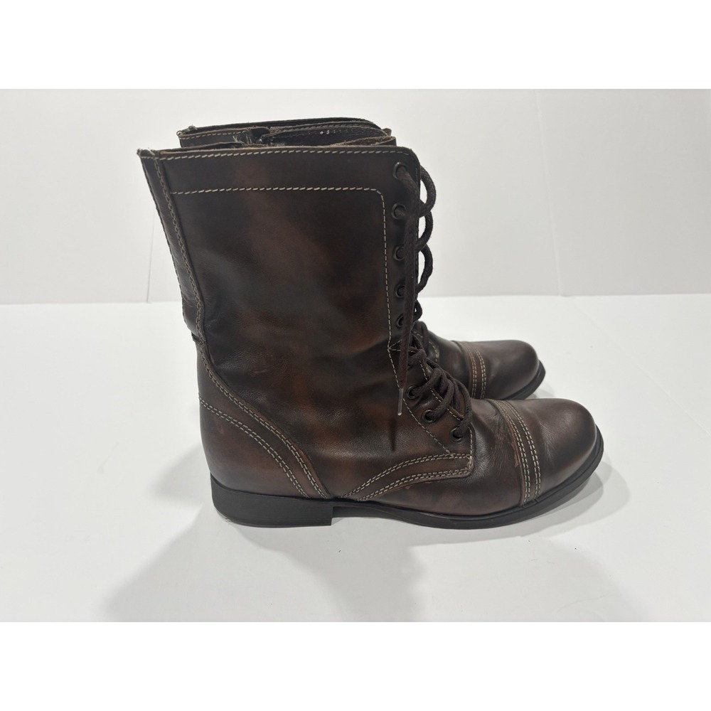 Steve Madden Brown Leather Troopa Combat Boots Women's Size 11 M